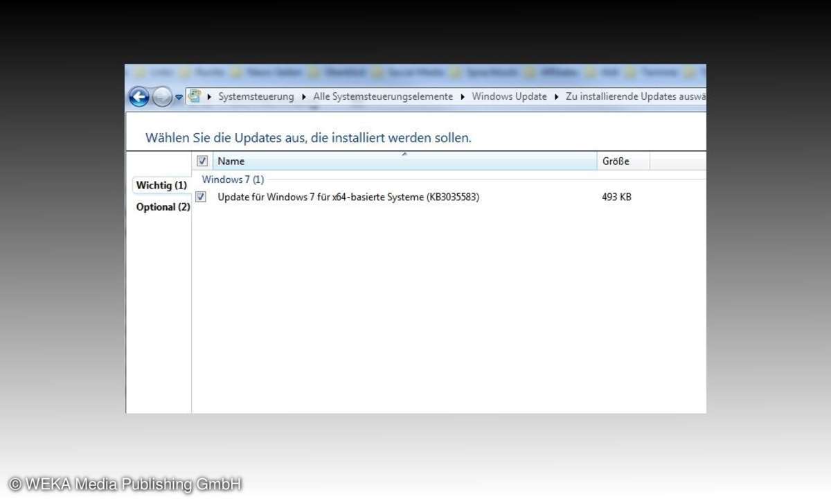 Screenshot: KB3035583 blockieren