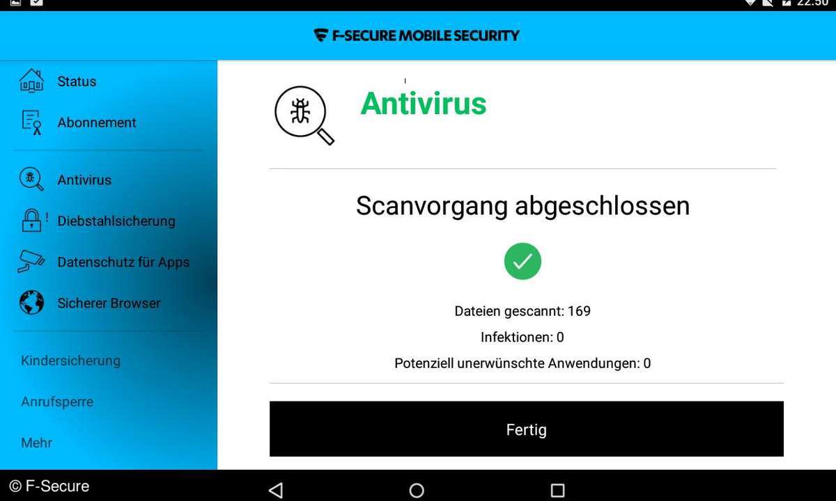 Screenshot: F-Secure Mobile Security