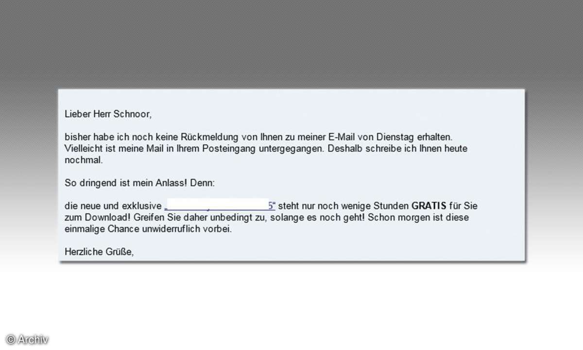 Hier ist absolute Vorsicht geboten: Schnelles Handeln wird angemahnt. Und dann gibt es noch einen Gratis-Download.