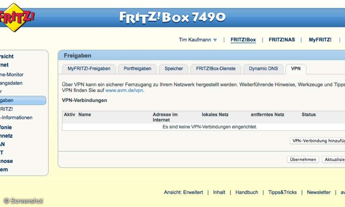 Fritzbox-Menü