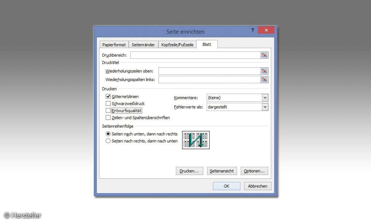 Gitternetzlinien werden nicht gedruckt