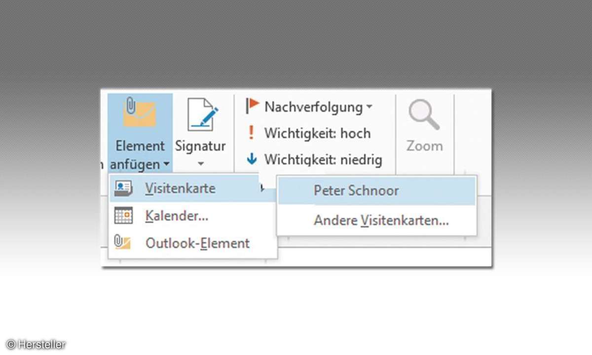 Outlook Visitenkarte versenden