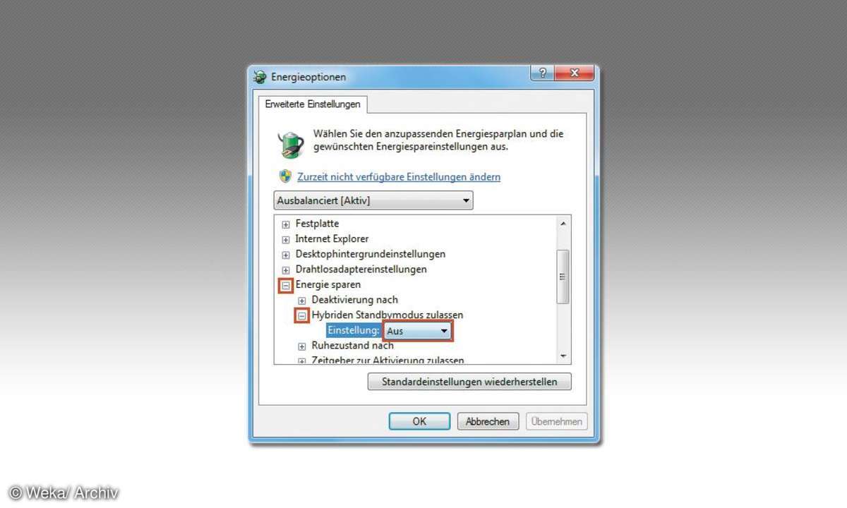 Windows 7: Ruhezustand