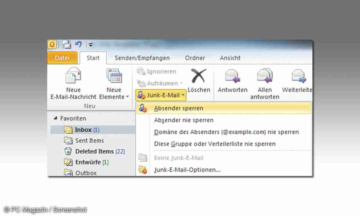 Outlook: E-Mails und Absender blockieren - Anleitung - connect-living