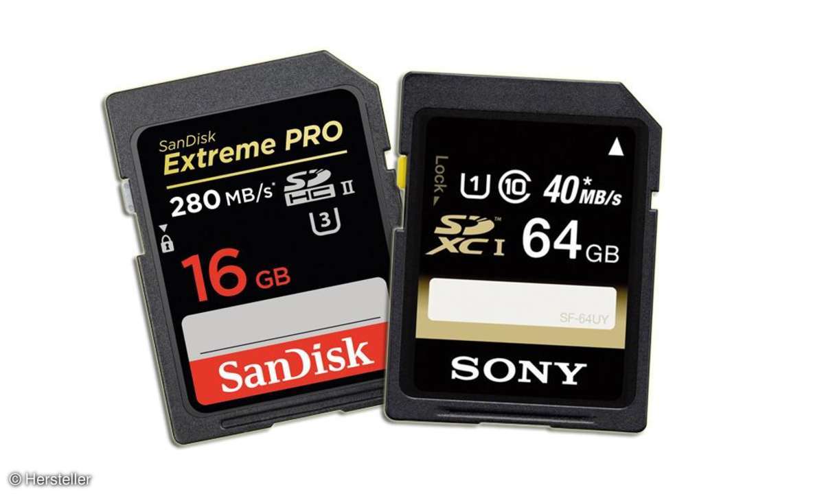 SanDisk Extreme Pro 16 GB und Sony 64 GB