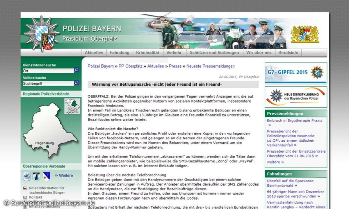 Polizei-Warnung vor Facebook-Betrug
