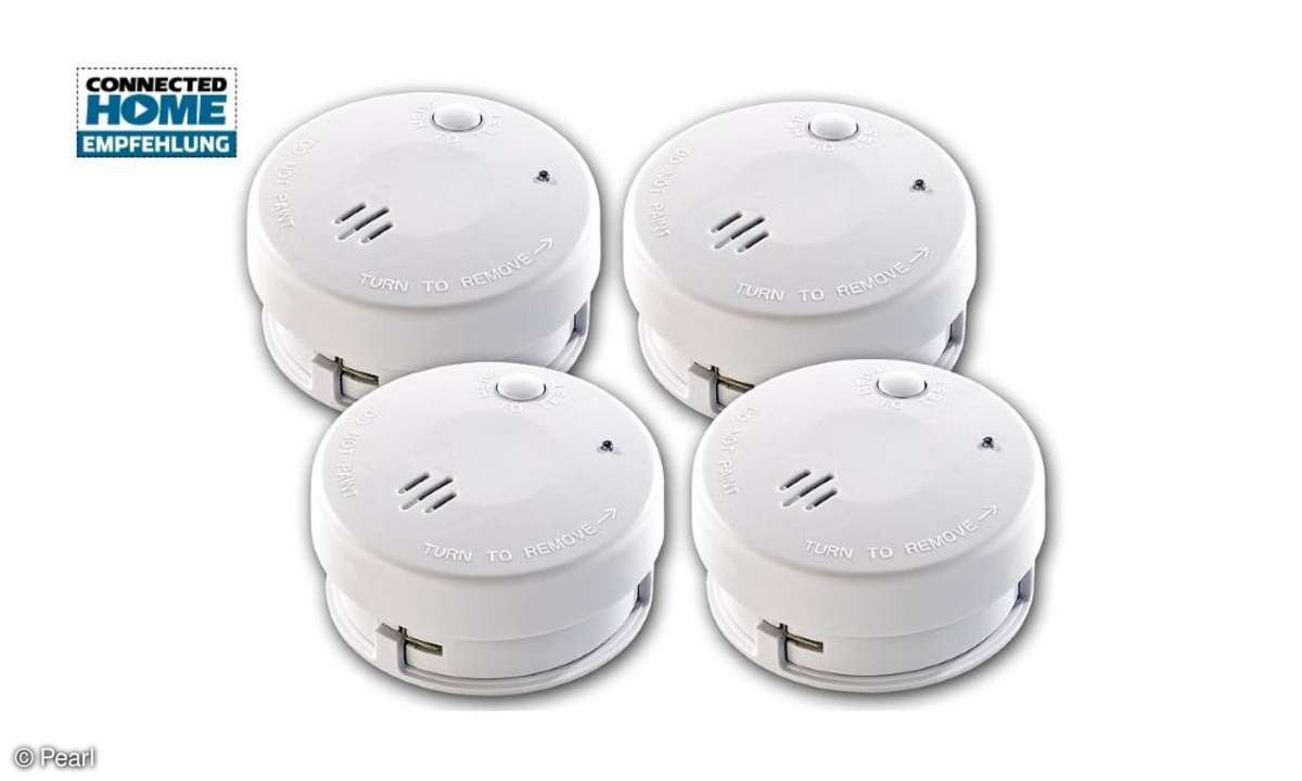 VisorTech Fotoelektrischer Mini-Rauchwarnmelder im 4er-Set