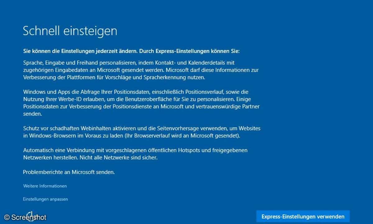 Windows 10: Setip-Screenshots
