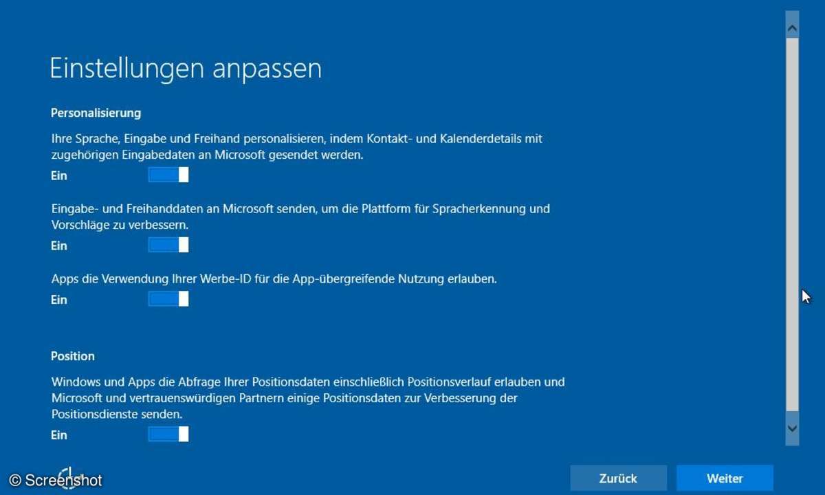Windows 10: Setip-Screenshots