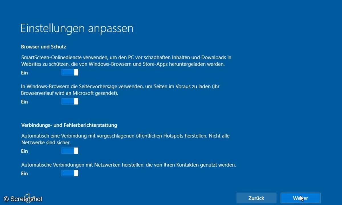 Windows 10: Setip-Screenshots