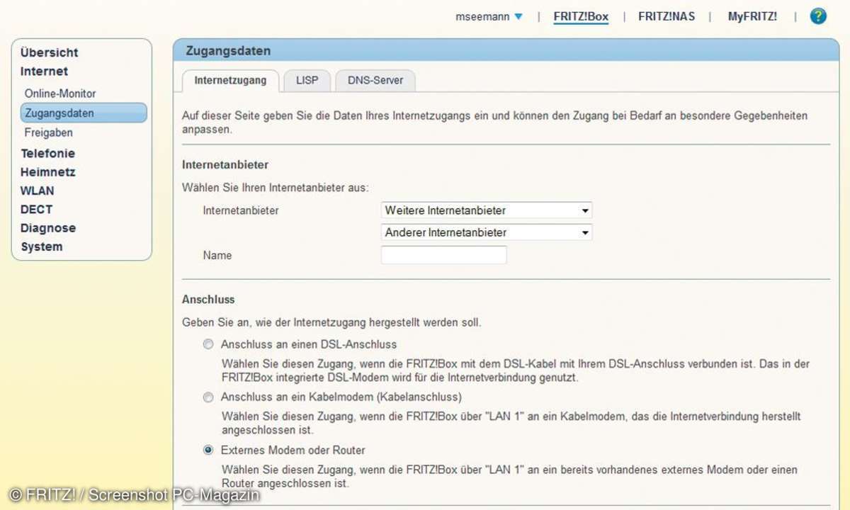 Fritzbox als IP Client