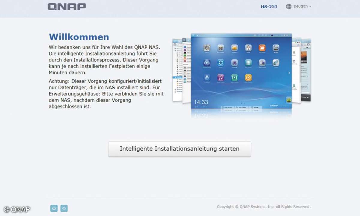 QNAP-NAS, Festplatte, Screenshot