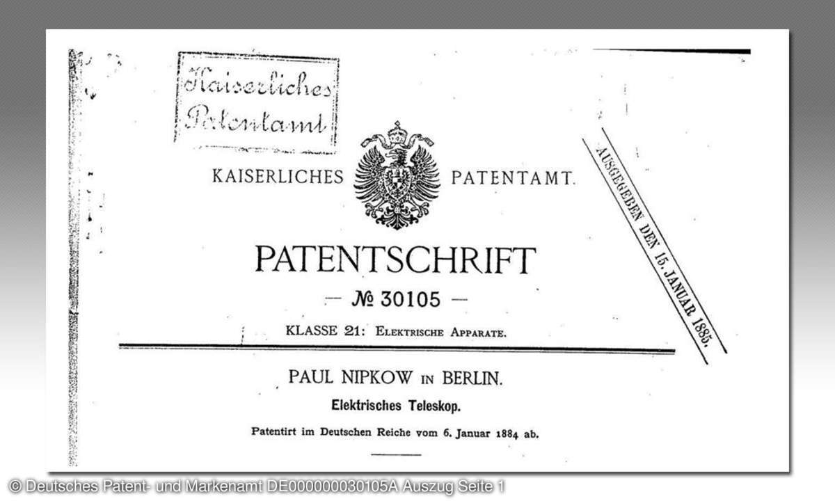 Fernsehpatent von Paul Nipkow