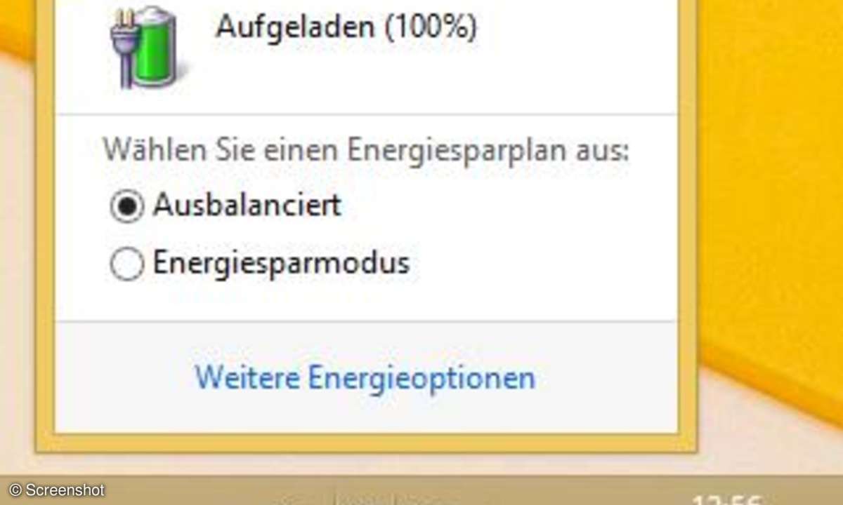 Windows-Energieeinstellungen als Screenshot