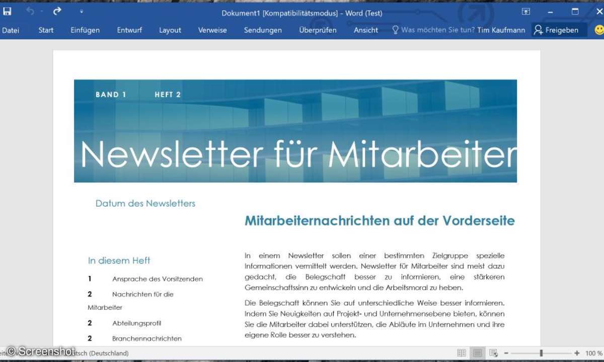Office 2016: Screenshot