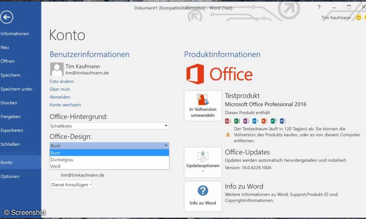 Office 2016: Screenshot