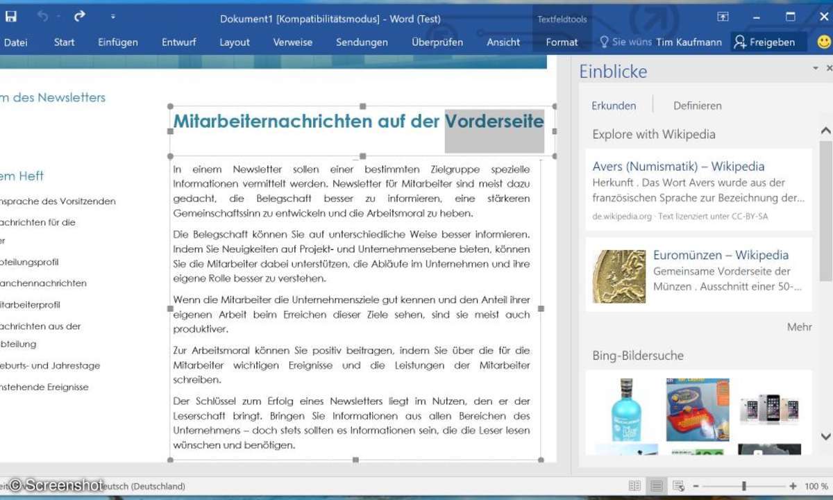 Office 2016: Screenshot
