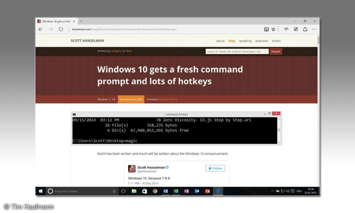 Windows 10, Tastenkombination