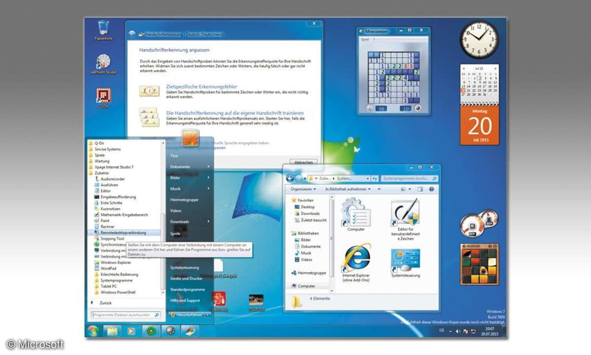 Bordwerkzeuge Windows 7
