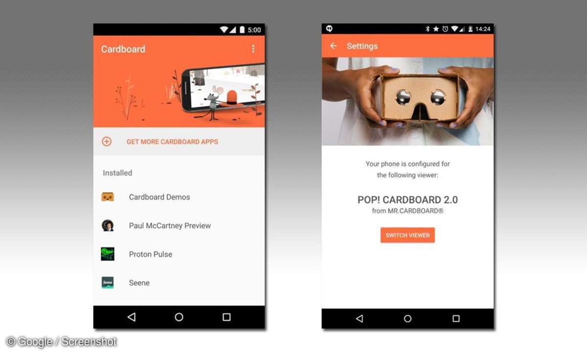 Google Cardboard Konfiguration