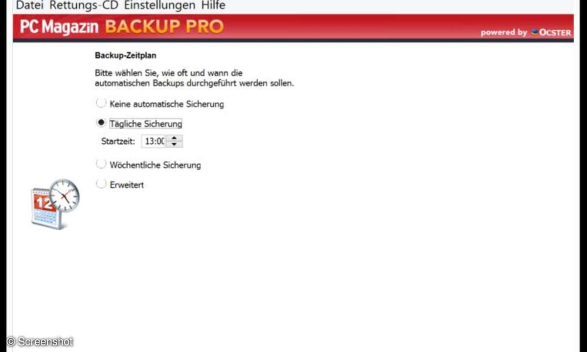 Screenshots aus Windows und PC MAgazin Backup Pro
