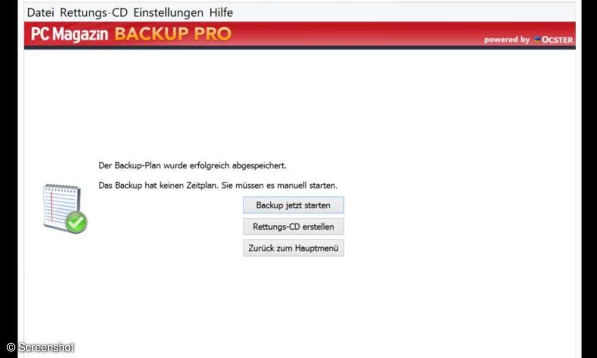 Screenshots aus Windows und PC MAgazin Backup Pro