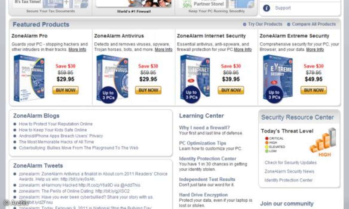 Homepage ZoneAlarm