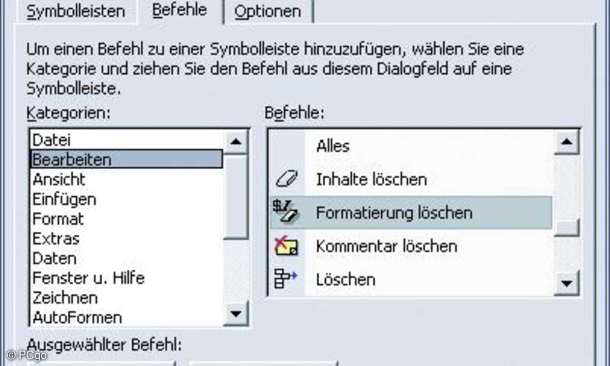 Suchen Sie das Symbol zum Löschen der Formatierung über