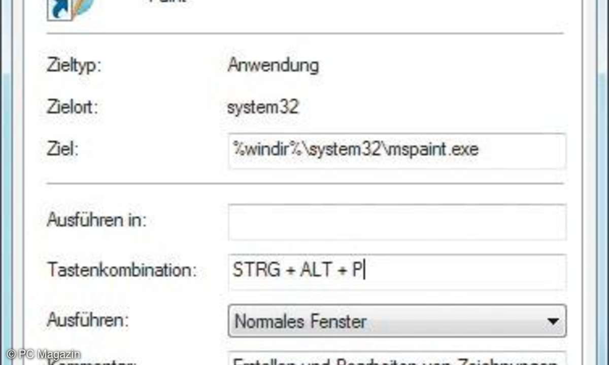 Windows 7 - Tastenkombinationen zuweisen