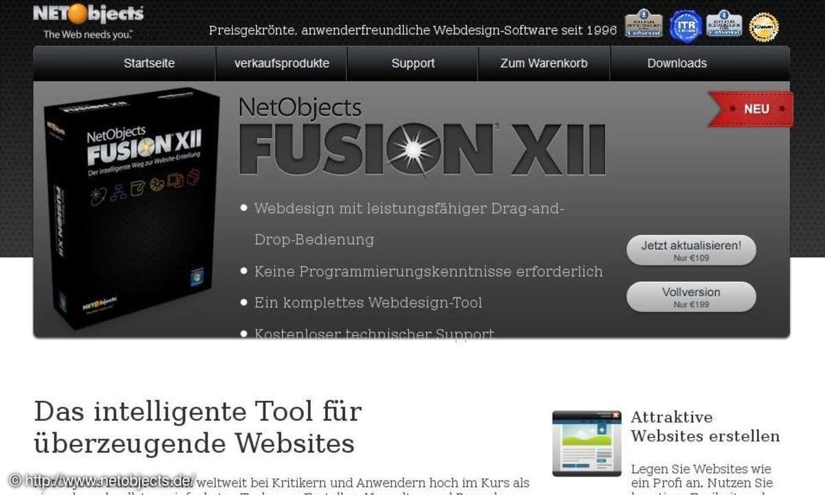 Net Objects Fusion, Webdesing, Wysiwyg