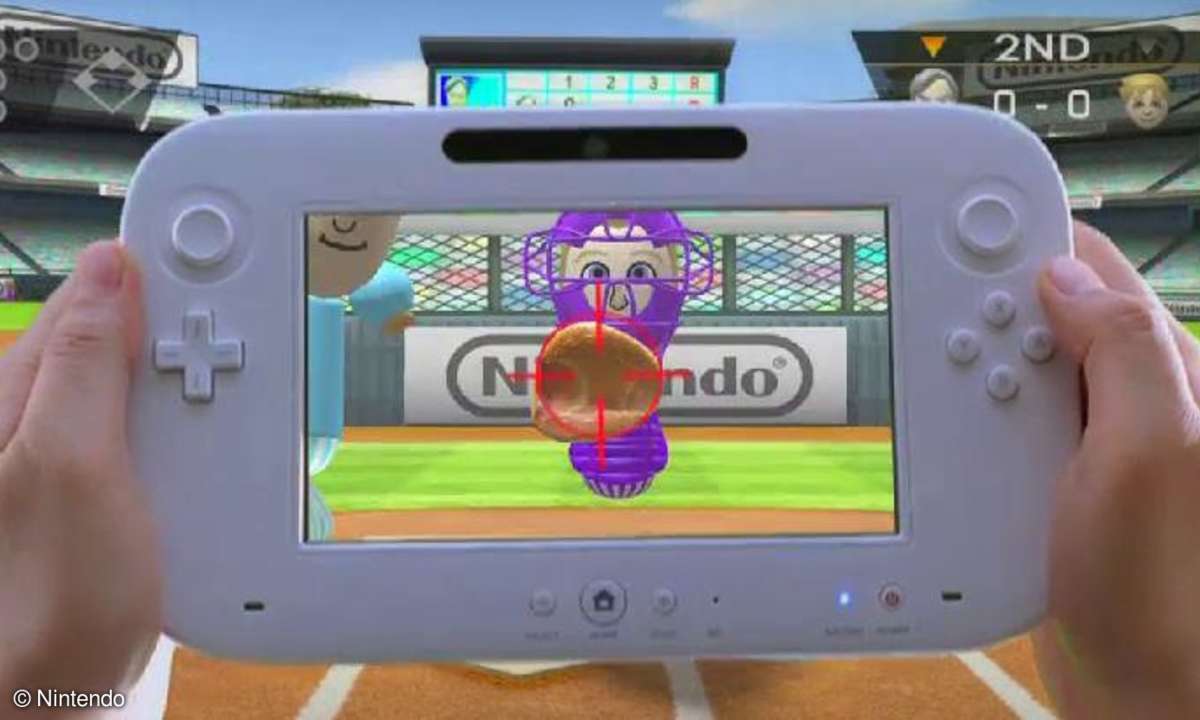 Der Wii U-Controller bei einem Baseball-Game