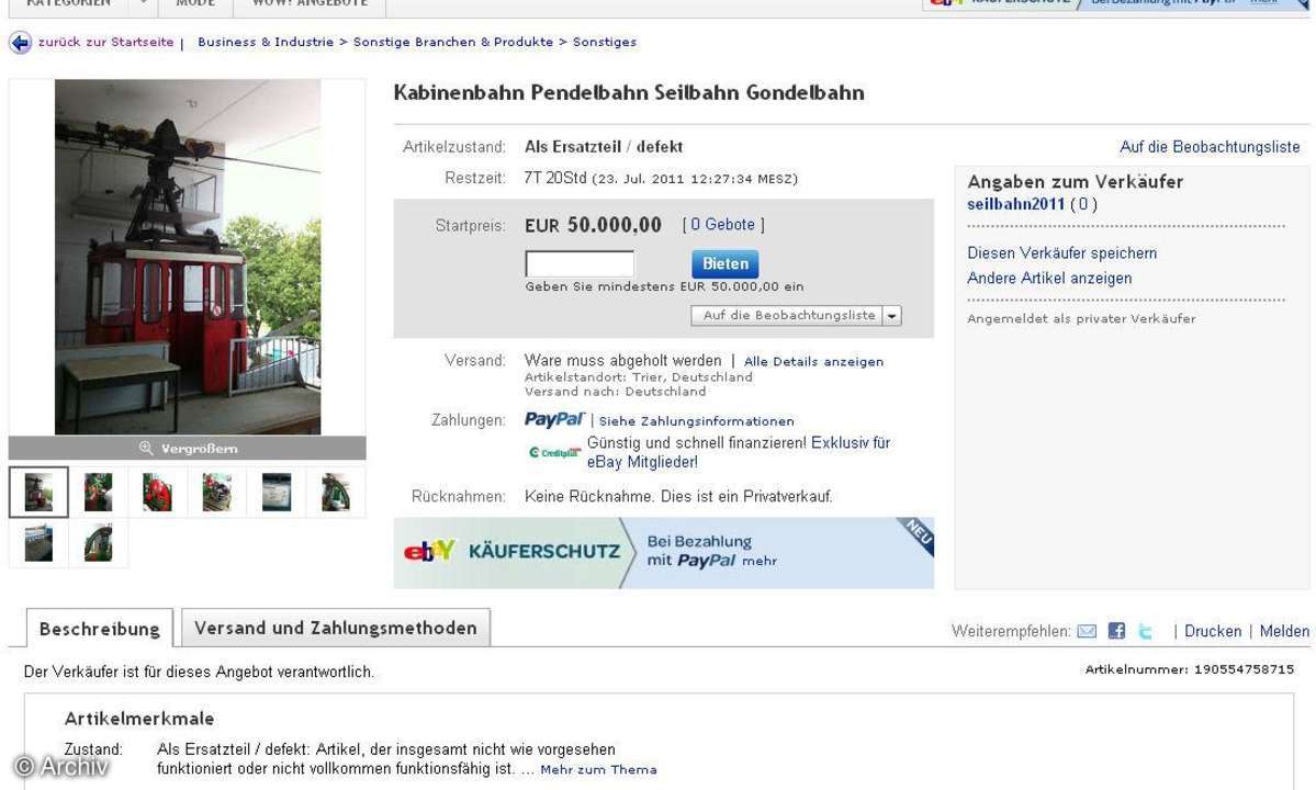 Sechs kuriose ebay-Auktionen