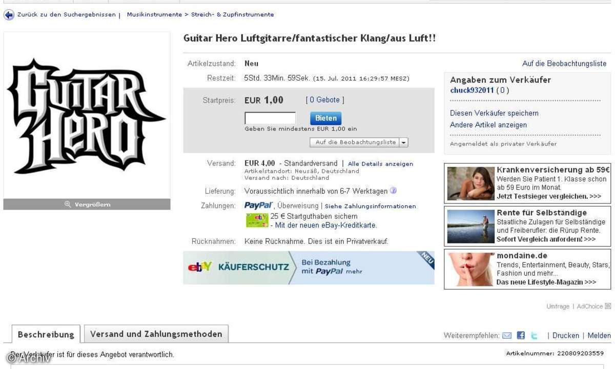 Sechs kuriose ebay-Auktionen