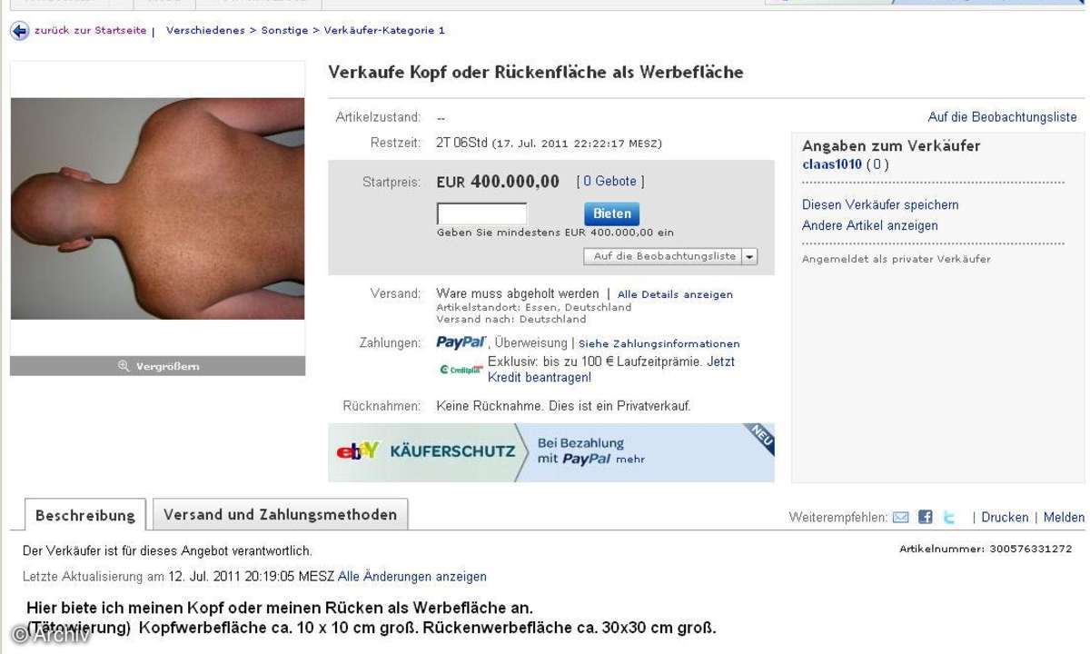 Sechs kuriose ebay-Auktionen