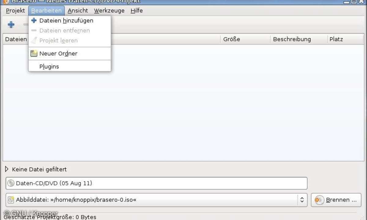 Knoppix 6.7.0 mit Brasero
