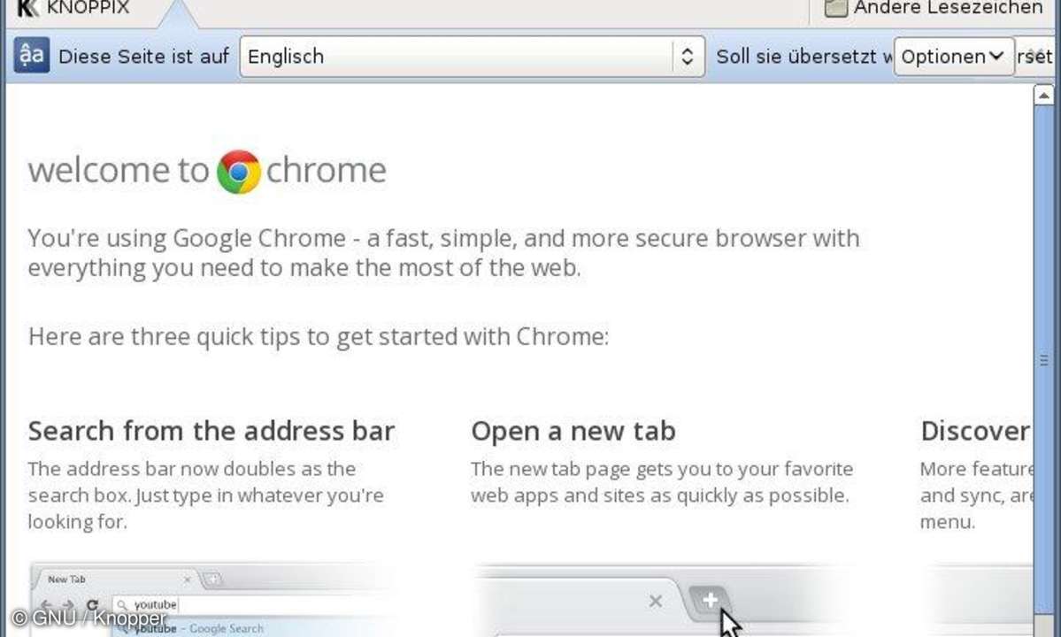 Knoppix 6.7.0 mit Chrome