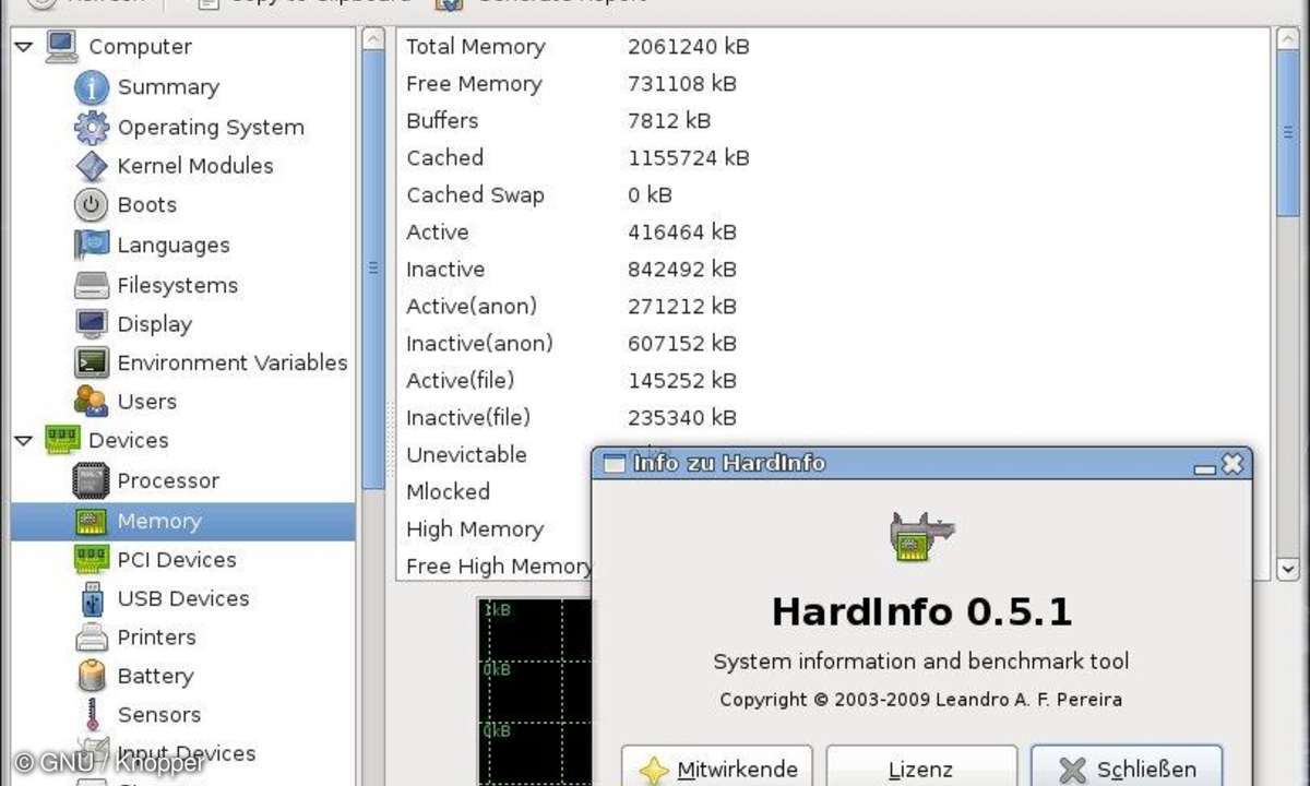 Knoppix 6.7.0 mit Hardinfo