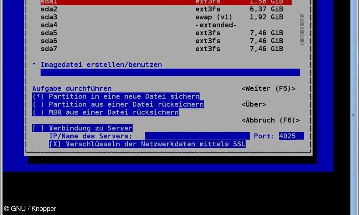 Knoppix 6.7.0 mit Partimage