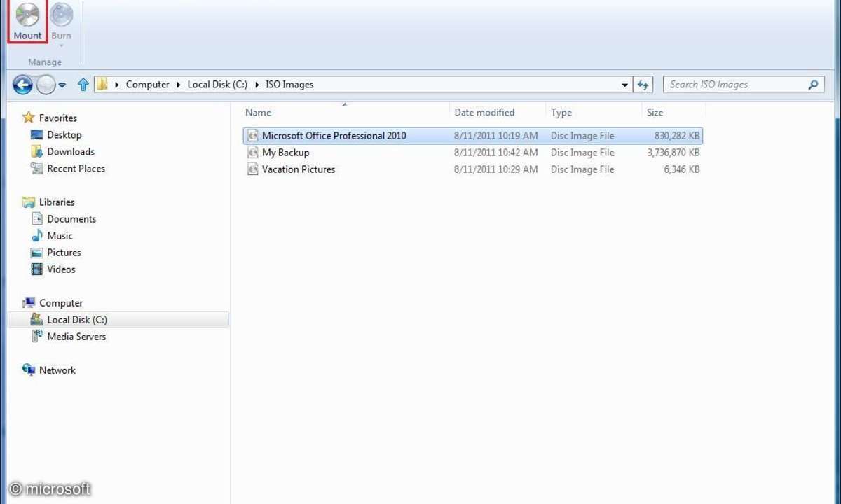 Windows 8 ISO mounten