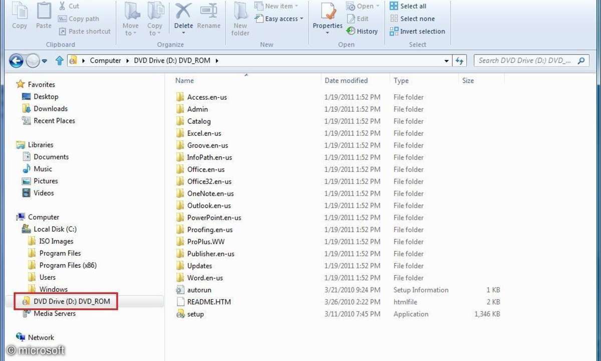 ISO-Datei im DVD-Laufwerk