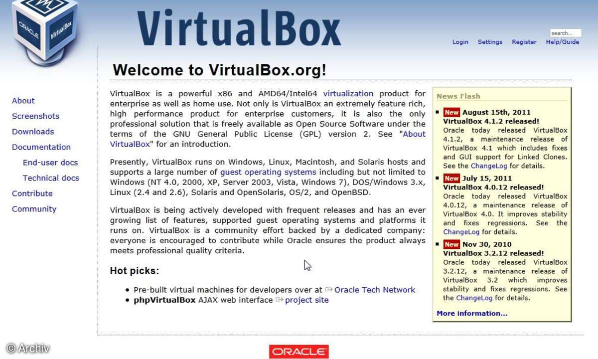 Oracle VirtualBox - Homepage