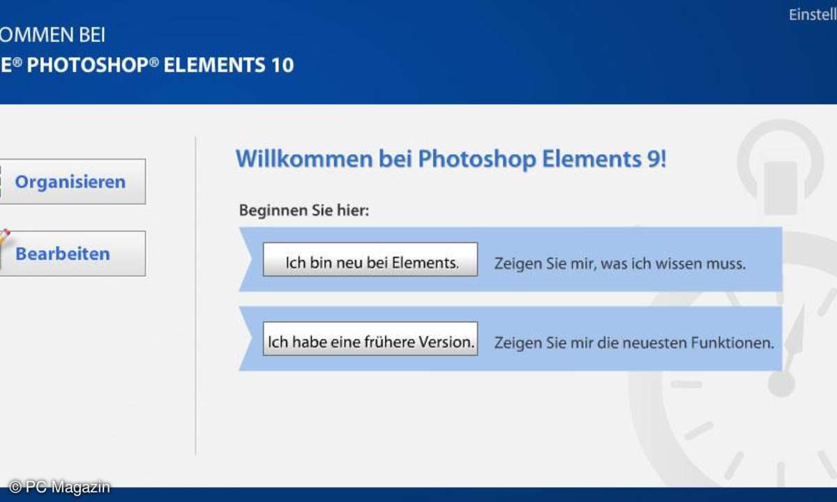 Adobe Photoshop Elements 10 - Startscreen