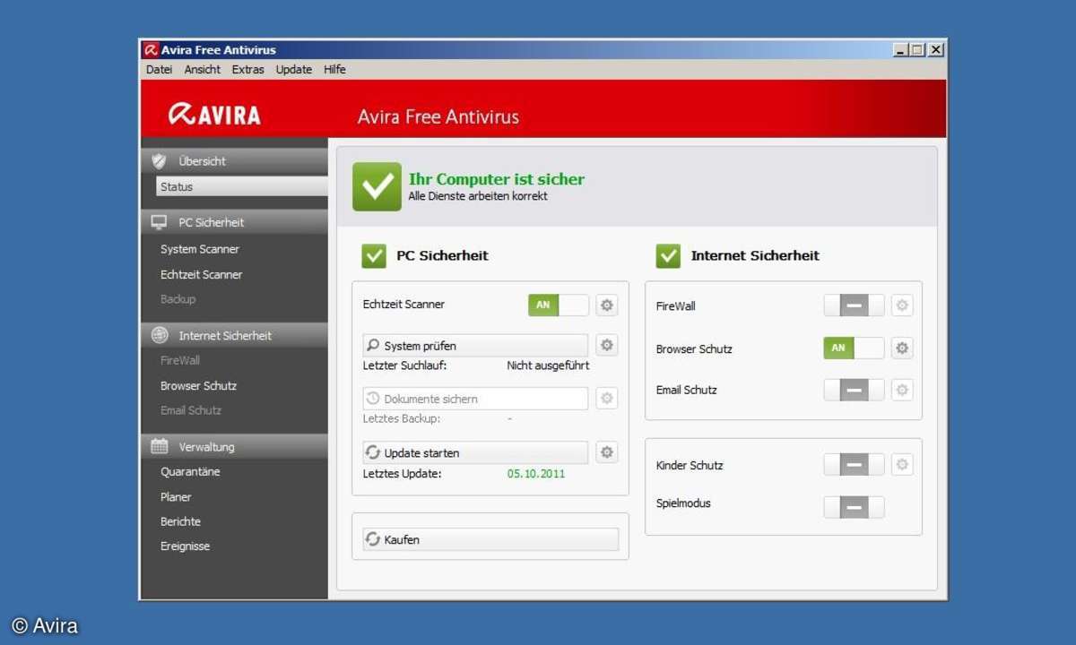 Avira Free Anitvirus Startseite
