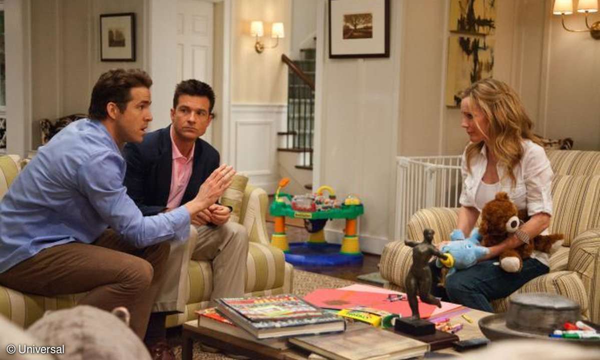 Dave (Jason Bateman) und Mitch (Ryan Reynolds, links) versuchen, Jamie (Leslie Mann) die Sache mit dem Identitätstausch zu erklären.