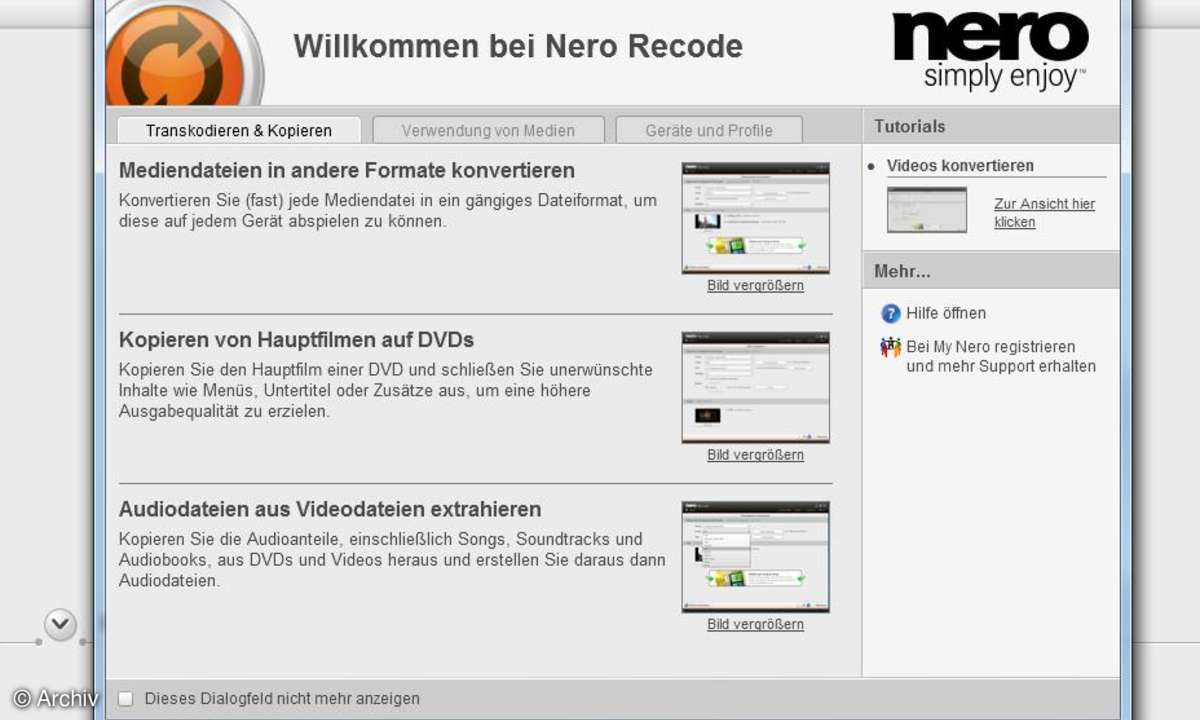 Nero Recode 11 - Startscreen