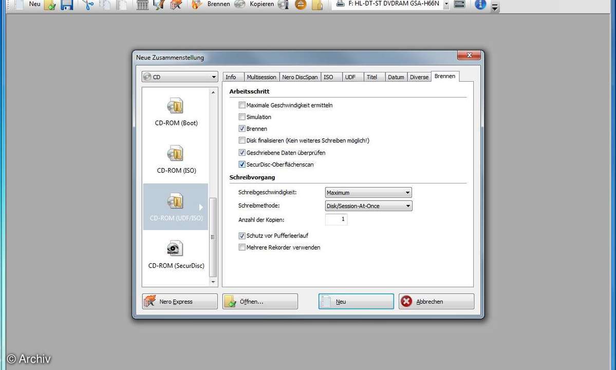 Nero Burning ROM 11 mit SecurDisc-Oberflächenscan