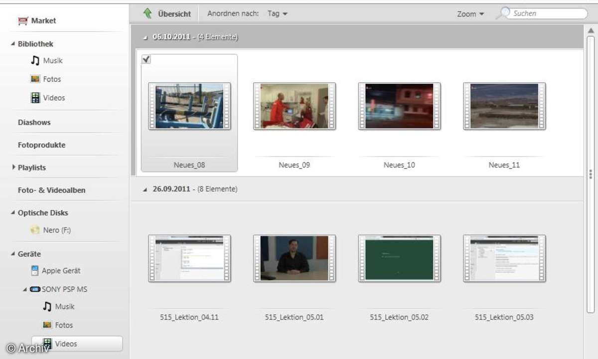 Nero Kwik Media - Medienverwaltung auf dem mobilen Mediaplayer