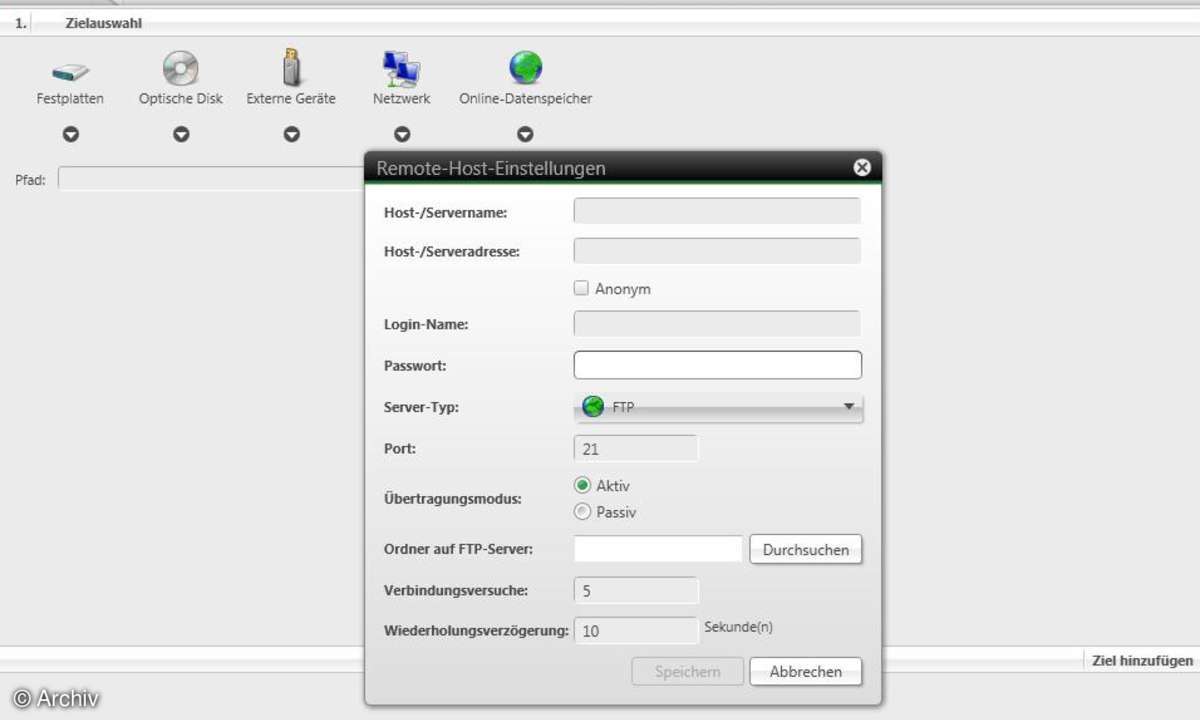 Nero BackItUp 11 - Dateisicherung auf Online-Datenspeicher