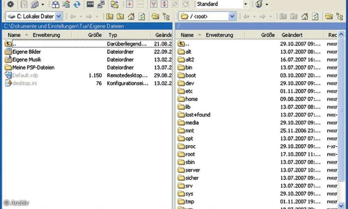 Dateimanager: WinSCP
