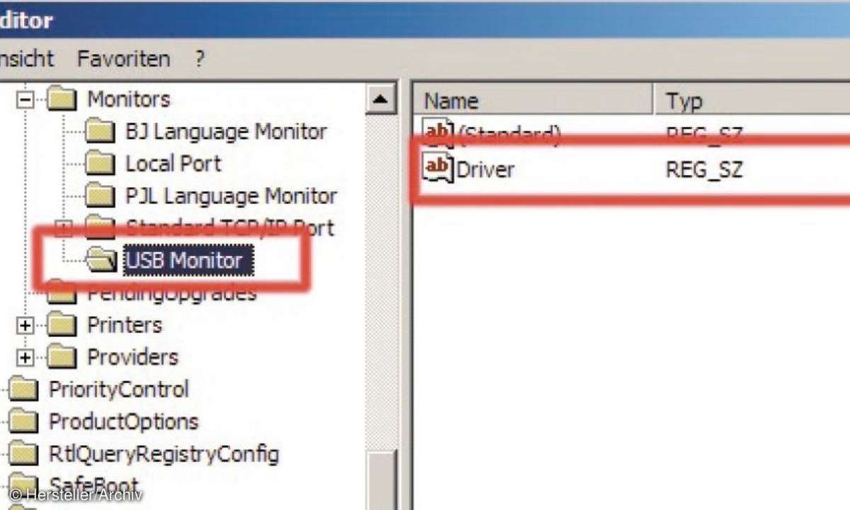 Wenn dieser Eintrag in der Registry fehlt, kommt es unter Umständen zu Problemen bei der Installation von USB-Druckern.